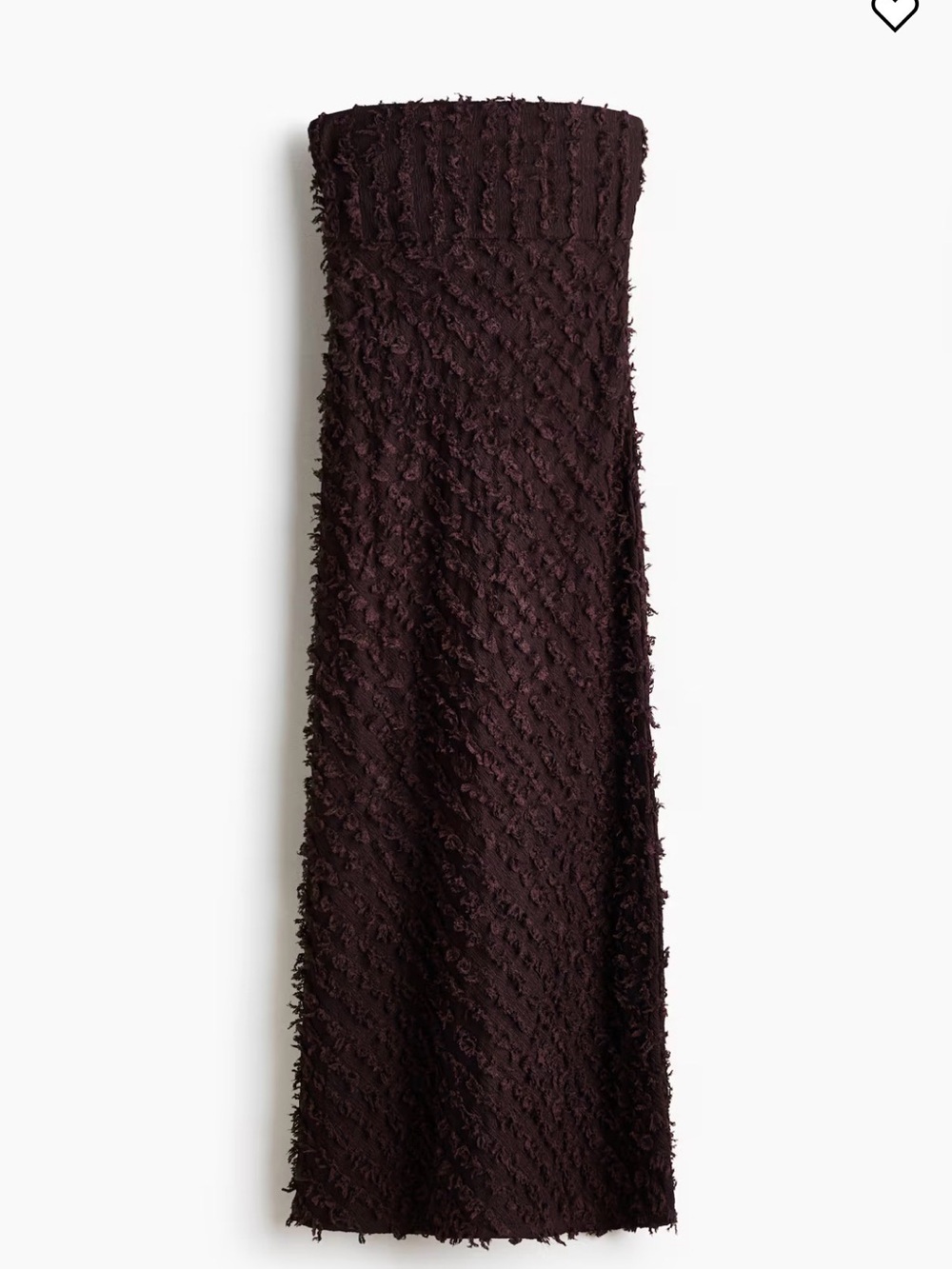 H&M Strapless Textured Midi Dress in Deep Plum